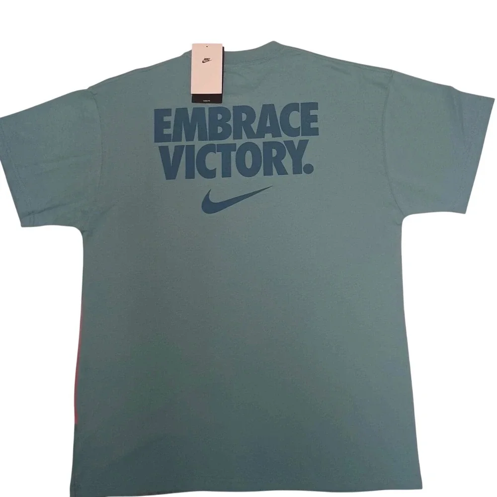 Nike Graphic T-Shirt Mens S Blue New Embrace Victory HQ2579-464 Winged Graphic
